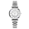 Relógio Feminino Huans Casual Pulseira de Aço Liga Diamante Relógio Britânico Simples Numeral Romano Relógio Feminino