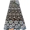 Estilo Étnico Planta Floral Bordado 3D Tecido de Algodão Vazado Roupas Femininas Africanas Tecido Bordado para Banquete Tissu