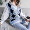 Liquidación Otoño/Invierno 2026 Estilo Académico Europeo y Americano Chaleco Suéter de Punto Casual Holgado con Cuello en V de Diamantes Ropa de Mujer Amazon