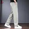 Calças casuais de alta qualidade italianas para homens, calças retas largas com corte curvo, calças de moletom outono e inverno, calças esportivas da moda com três listras