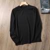 Camiseta ligera de manga larga para hombre, para actividades al aire libre, fitness, que absorbe el sudor, de secado rápido, con mangas raglán, cuello redondo en color de contraste, sudadera moderna