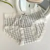 Calcinha Feminina estilo Francês, Cintura Média, Cor Branco Leite, Seda Gelada, Leve, Semitransparente, Renda Sexy, Confortável, Sensação de Segunda Pele 9046