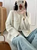 Cardigan de Tricô Gola Redonda de Alto Padrão Francês para Mulheres Outono e Inverno 2025 Novo Elegante Versátil Suéter Jaqueta Pequeno Perfumado Tendência