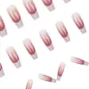 Arte de Uñas Degradado Rubor Polvo Ligero Nuevo Estilo Acabado Blanco Estilo Puro Deseo Parche de Uñas Removible Uñas Postizas 24 Piezas