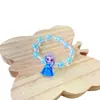 Pulseira de Desenho Animado Tema Frozen para Meninas Pequenas, Fofa e de Alta Elasticidade, Contas de Cristal Coloridas, Joia Infantil