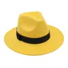 Sombrero de fieltro plano de ala corta, color liso, versátil, estilo callejero europeo y americano, lana sintética, estilo retro británico, sombrero de jazz con logotipo personalizado