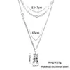 Colar de urso empilhado de camada dupla moda feminina estilo ins frio hip hop corrente de suéter longo senso de design de nicho