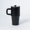 Copo térmico de aço inoxidável 304 com alça, caneca de café com canudo de grande capacidade, elegante e portátil para uso no escritório e no carro