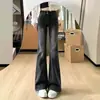 Jeans Micro-Campana Retro Americano Negro-Gris para Mujer 2026 Nuevo Otoño Sueltos No Ajustados Talla Grande Pantalones de Campana