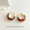 Brincos de Âmbar em Resina Borrada Estilo Maillard Francês em Formato de U de Alto Padrão Únicos Elegantes de Nicho