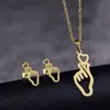 Collar de Mariposa de Acero Inoxidable para Mujer, Tendencia de Celebridad de Internet, Estilo Ins Fresco, Cadena para Clavícula, Collar Elegante de Lujo Ligero, Juego de Aretes