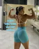 ¡impacto nuevo estilo sin estándar! Pantalones Dfyne Melocotón Levanta Glúteos Fitness Cintura Alta Fruncido Abdominal Pantalones de Tres Puntos para Fitness 1615