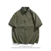 2026 Novo Estilo de Verão Camisa Masculina Solta Texturizada de Manga Curta Tamanho Grande Cardigan Casual da Moda Camisa com Gola para Homens