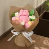 Ramo de punto terminado transfronterizo con un toque de alta gama, ramo de hilo de rosa y tulipán, regalo de cumpleaños para novia, regalo del Día de San Valentín