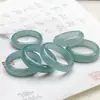 Anillos y Joyería de Jadeíta Natural Grado A al por Mayor Anillos de Jadeíta Azul Agua para Hombres y Mujeres Anillos Lisos de Jade