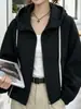 Chamarra cortavientos corta con capucha para mujer, otoño 2026 estilo coreano, corte holgado para figuras petite, chaqueta corta casual a prueba de viento