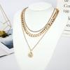 Collar multicapa con letras de diamantes de moda de joyería transfronteriza, colgante sencillo de hip-hop para mujer con 26 letras en inglés