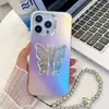 Capa de Celular com Suporte de Borboleta a Laser Galvanizado para Apple 15PROMAX Tendência 14PRO Personalidade 14 Pulseira 13