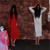 Disfraz de Halloween cosplay Fantasma Femenino Horror Blanco Rojo Sadako Ropa Peluca Bar Cámara Accesorios Casa Embrujada