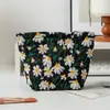 Bolsa de Maquillaje Transfronteriza Estilo Nuevo Estilo Ins, Neceser de Lona de Gran Capacidad, Bolsa de Almacenamiento Portátil de Viaje con Bordado de Margaritas Pequeñas