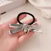 Estilo Coreano Doce Legal Menina Quente Prata Laço Elástico de Cabelo Ins Nicho Sensação de Alto Padrão Corda de Cabelo Elástico de Amor Corda de Cabelo Acessórios de Cabelo