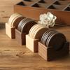 Juego de posavasos de madera nogal negro redondo madera maciza posavasos de té creativo juego de té kung fu salvamanteles portavasos