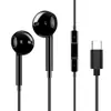 Auriculares con cable, directamente del fabricante: audífonos negros con un conector redondo de 3.5 mm, chip digital Tipo-C y un estuche de cristal