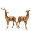 Escultura Grande de Bronce Fundido de Animal Ciervo para Jardín, Paisajismo de Oficina Inmobiliaria, Ciervo de Bronce para Exteriores, Adornos Familiares de Tres Ciervos Sika