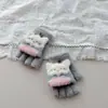 Guantes de Gato Hembra de Dibujos Animados con Dedos Medios abatibles para Edades 2-7, Resistentes al Frío Invernal y Cálidos, Engrosados para Guardería, Lindos para Uso al Aire Libre