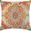 Funda de almohada estilo étnico bohemio con estampado vintage, funda de cojín para decoración del hogar, sofá, oficina, extraíble y lavable