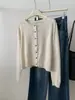 Cardigan de Lã Macia Outono 10 Botões de Madeira Gola Redonda Tricotado para Mulheres 2026 Outono/Inverno Suave Retrô Casaco Suéter Quente