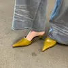 Sandalias de Punta Fina de Tacón Bajo Cerradas sin Cierre Estilo Coreano Exquisitas para Mujer 2026 Elegantes de Moda Verano Nuevo Estilo Elegantes Versátiles Chanclas de Tacón Alto