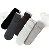 Calcetines estilo Miu, nuevos calcetines finos apilados de rayas verticales y puntos para mujer de otoño e invierno, estilo coreano, simples y versátiles, tela suave con carácter único