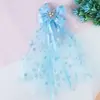 Lenço de Cabeça Versátil de Gelo e Neve Acessórios de Cabelo para Crianças, Presilha de Cabelo Laço de Princesa Fada, Fita para Meninas, Flor de Cabelo da Elsa para Meninas
