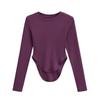 Camiseta Blanca Ajustada de Manga Larga American Spice Girls para Mujer Primavera y Otoño Básica Interior Camiseta Base Ajustada Cintura Elástica Top