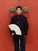 Novo Blazer Casual Masculino 2025 Primavera Estilo Chinês Ombreiras de Alto Padrão Gola Alta Jaqueta de Terno Bonita Estilo Chinês