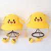 Sombrero de pescador con sombrilla para niños, gorro de algodón con orejas de conejo Pikachu que se mueven, gorro con atracciones para padres e hijos, venta al por mayor