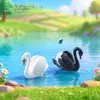 Adornos de paisaje en miniatura, decoraciones DIY para suculentas, 2 pares de figurillas de animales de cisne blanco y negro, bonsáis creativos, pequeños adornos de plástico