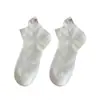 Calcetines Zhuji para Mujer de Verano Finos de Malla Transpirables Lindos con Bordado de Moño Calcetines Blancos Estilo Ballet Cortos