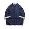 Verano 2023 abrigo Hanfu de lino de moda nacional hip hop con hebilla de cobre para hombre, manga corta, estilo chino, algodón y lino, camisa moderna para hombre