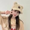 Gorra de béisbol cálida y gruesa de peluche de cordero para otoño e invierno, nueva gorra con visera y orejas de bola de pelo japonesa linda y combinable para mujer