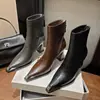 Botines Retro de Tacón Grueso para Mujer, de Diseñador, de Nicho, Grises, Puntiagudos, Elegantes, de Tacón Alto Francés, Botas Adelgazantes