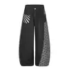 Jeans de retazos de estrella retro americanos para hombre y mujer, pantalones anchos holgados 2026 con diseño desgastado, pantalones largos adelgazantes