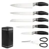 Conjunto de facas de cozinha de aço inoxidável de sete peças, incluindo faca de chef, faca para frutas, faca de pão, tesoura, conjunto de facas de presente, conjunto com suporte de facas combinado, personalizável