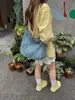 Bolsa de compras casual retro estilo coreano para la universidad, mochila escolar de gran capacidad, bolsa casual de mezclilla y lona, bolso de hombro para mujer