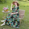 Vestido de Nuevo Estilo 2026 para Mujer, Verano de Manga Corta, Elegante Vestido Largo Holgado Adelgazante para Vacaciones en la Playa, Transfronterizo