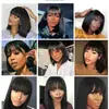 Peruca bob de cabeça mais vendida no AliExpress para meninas europeias e americanas, franja arrumada, cabelo liso curto, cabeça bobo, fábrica em estoque, cabelo de geração