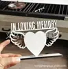 Transferencia térmica MDF madera fase placa forma de corazón alas IN LOVINGMEMORY palabras figura imprimible por sublimación