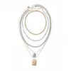 Collar Europeo y Americano Transfronterizo Estilo Ins Cuadrado Multicapa Cadena Apilable, Cadena Única de Clavícula Nicho, Accesorio de Cuello Simple y Elegante