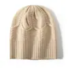 Gorro de cachemira con pliegues 2026 Otoño/Invierno Nuevo para Mujer de Alta Gama Color Sólido Cálido para Exteriores Moda Casual Gorro de Punto